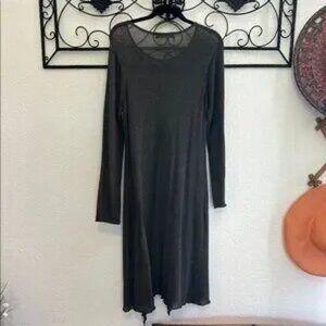 Peruvian Connection Dark Green Long Sleeve Dress | Size Medium